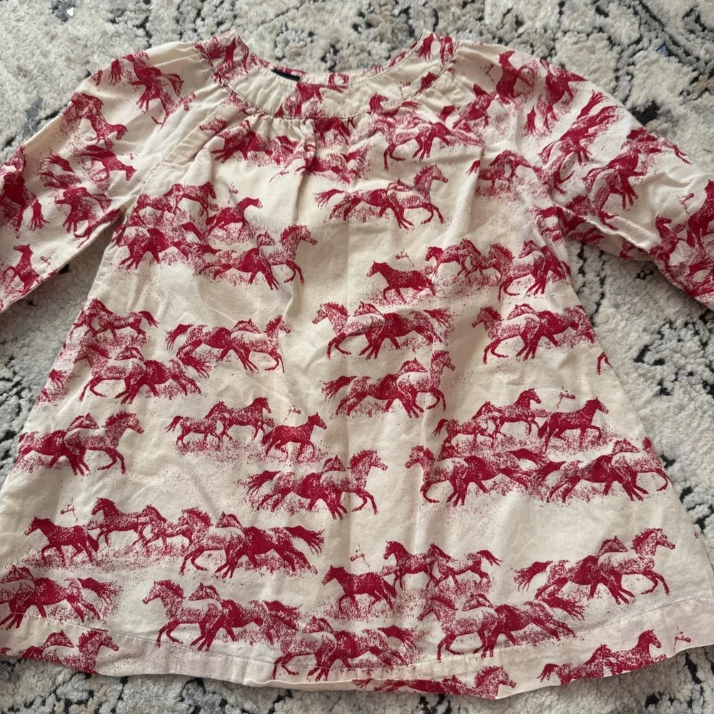 babyGap Girls Horse Long Sleeve Cotton Dress Size 18-24 Months